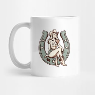 Glamorous Western Cowgirl - Fashionable Cowboy Boots Retro Pastel Artwork Mug